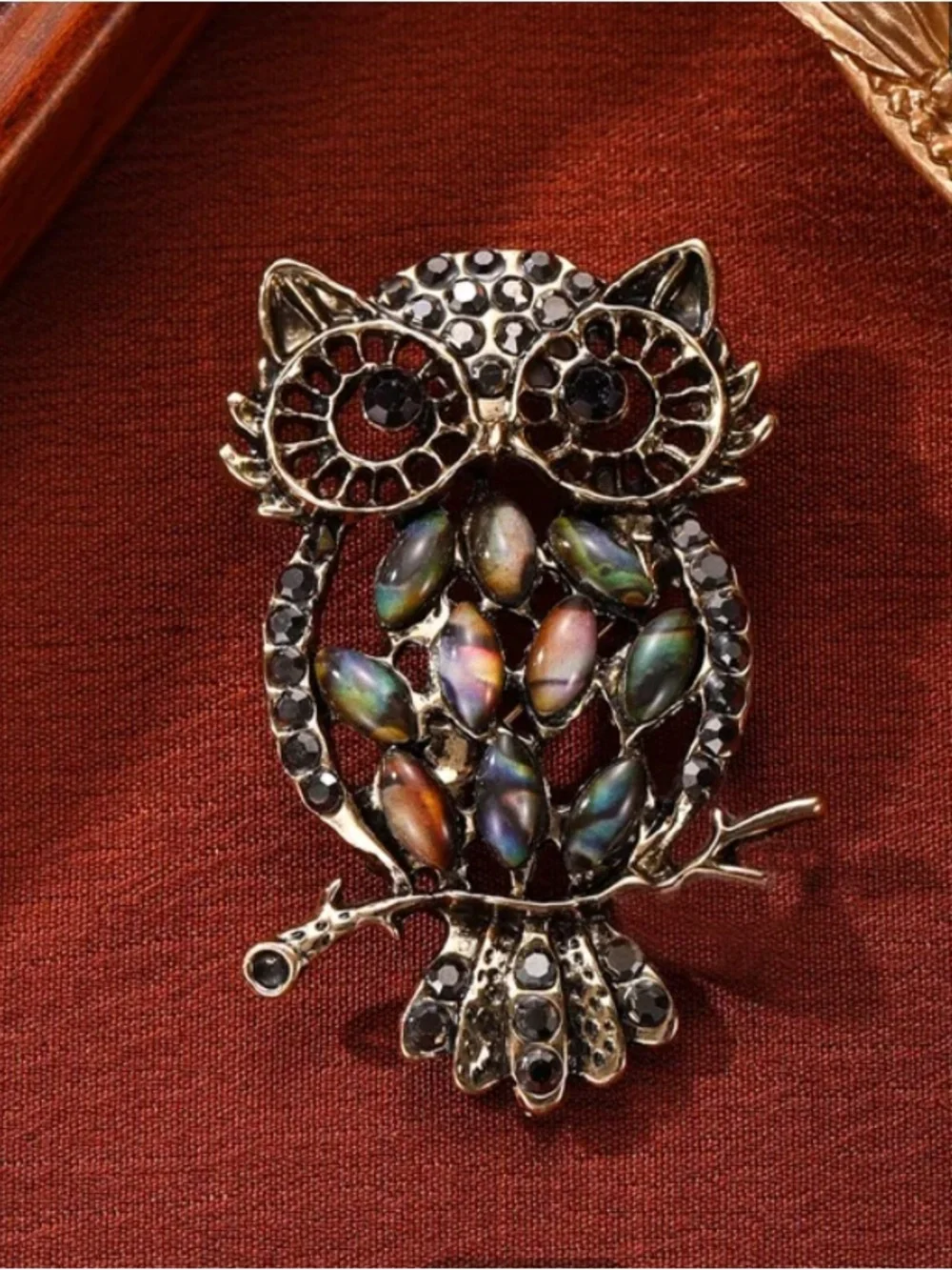 Multicolor Crystal Owl Brooch Pin - Women Jewelry